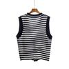 Vår og høst damevest Stripet strikket cardigan genser vest