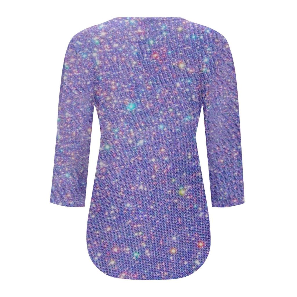 Women's Fashion Casual Floral Print Pleated Round Neck Casual Three-quarter Sleeve Spring And Summer Top