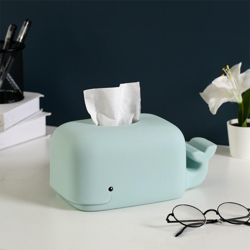 2025 New Creative Silicone Whale Tissue Box, Desktop Phone Holder Bedroom, Anti Drop Home Cartoon Paper Drawer Tissue Holder