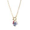 Retro Fish Boots Flower Loop Necklace with Multiple Pendants DIY Boots Love Pearl Plated 18K Gold Color Preserving