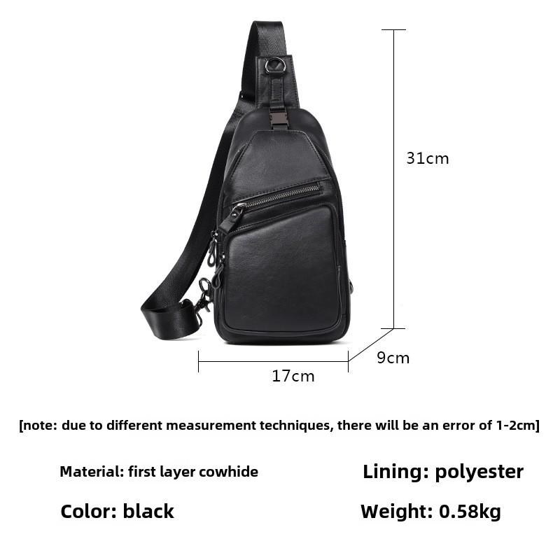 Men's Cowhide Leather Crossbody Chest Bag, Trendy Shoulder Messenger Bag, Compact Backpack with Premium Leather for Urban Style