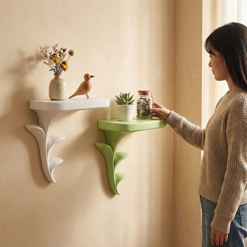 3D Printed Wall-Mounted Storage Rack Plastic Green Plant Display Stand Figurine Display