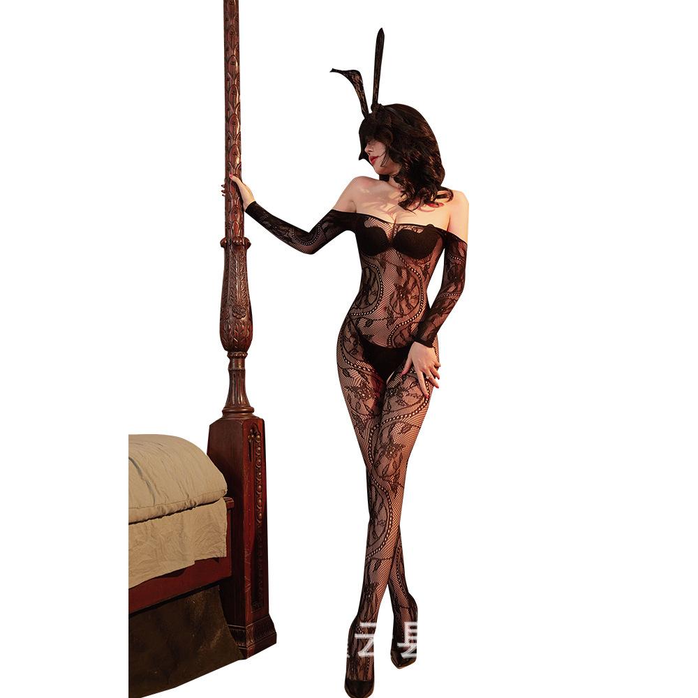 Jacquard Mesh Open Onesie Sexy Underwear Hollow Sexy Pajamas Temptation