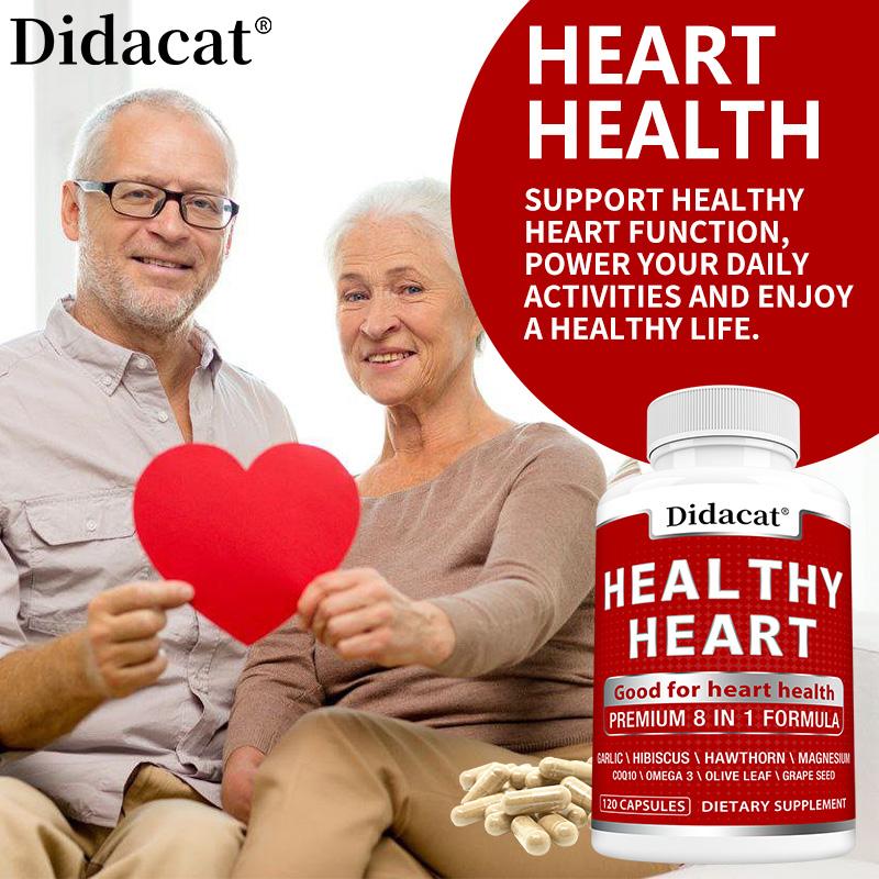 Healthy Heart Formula - Premium 8 In 1 Nutrient Supplement with CoQ10, Omega 3, Garlic & Hawthorn for Daily Cardiovascular Health