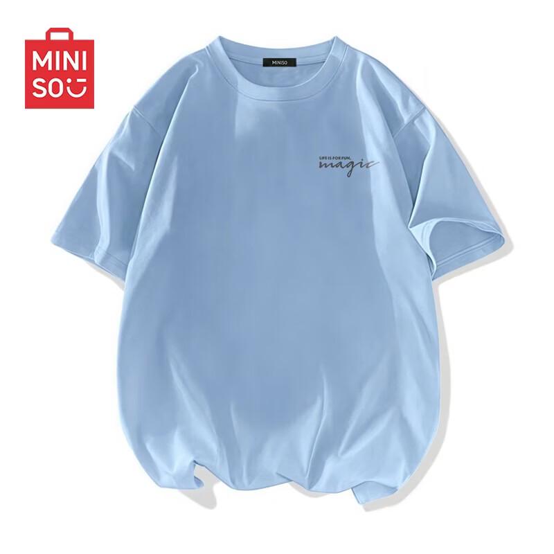 MINISO Men's Hong Kong Style Letter Print Cotton T-Shirt