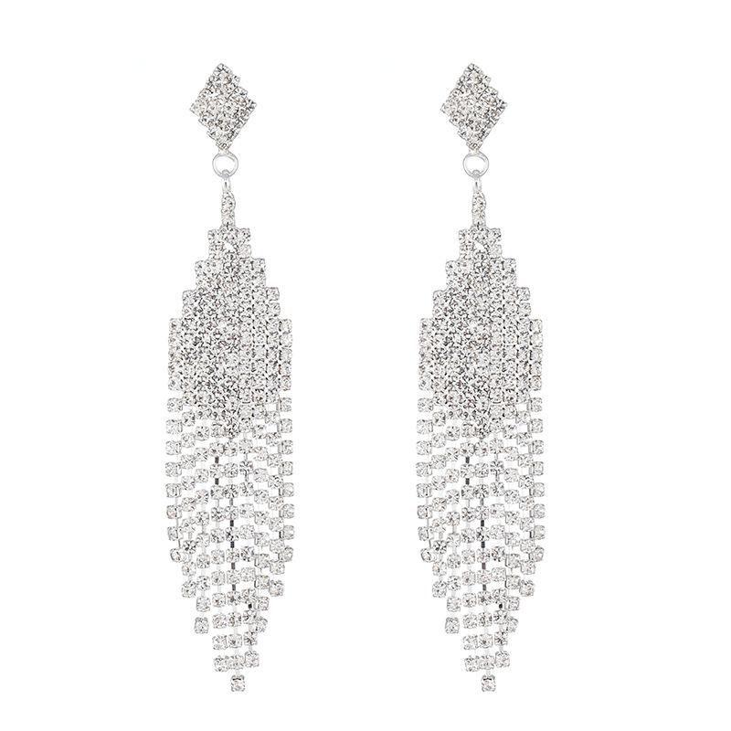 Personalized Jewelry Tassel Shiny Colorful Earrings Women's Long Slimming Drop Earrings