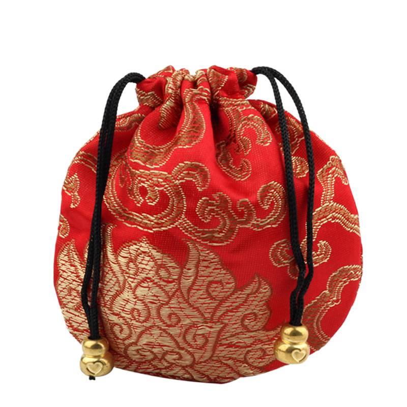 18 Brocade-Style Drawstring Bags for Buddhist Beads Bracelets & Cultural Play