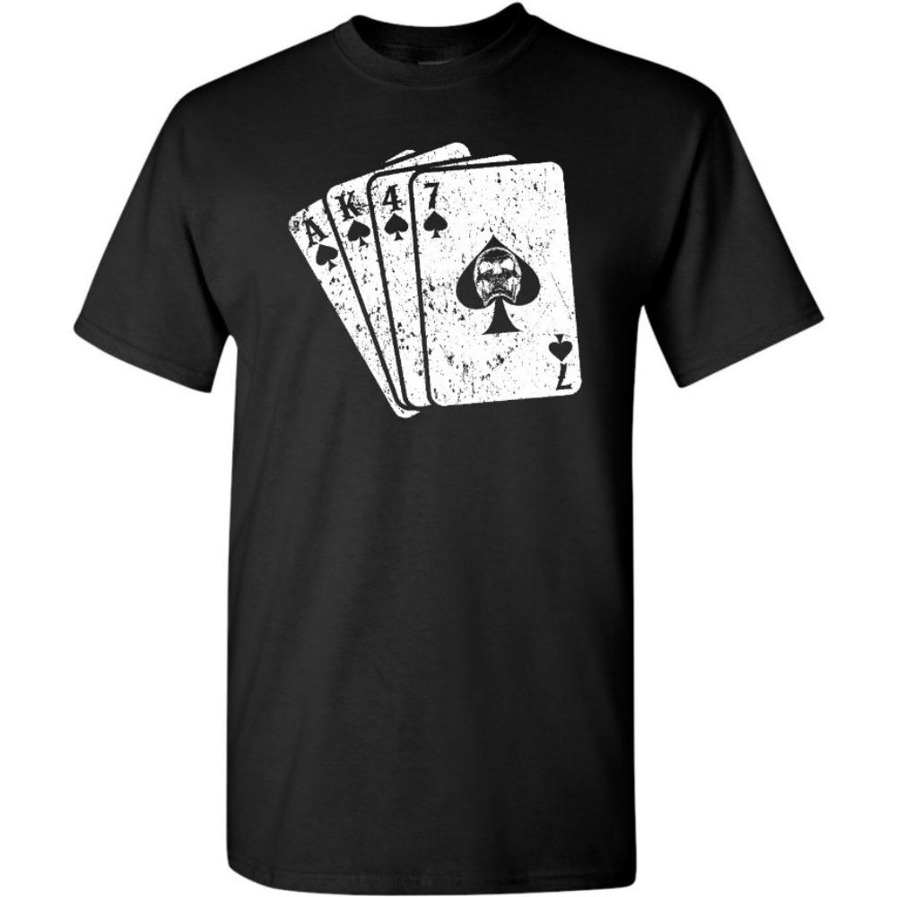 AK47 Soviet USSR Russian Poker Hand Graphic T Shirts Mens Vintage Fashion Streetwear Tee High Quality Cotton Shirt Camisetas
