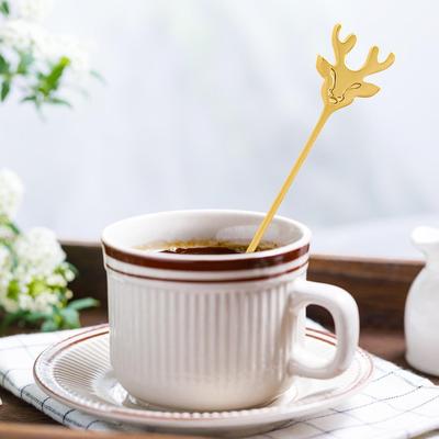 Cucharas de Postre 4 Piezas Navidad Acero Inoxidable Cucharas para Remover Juego de Cucharillas Decorativas Para Comer Postres Cocinar Crema Café