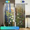 2pcs Flower Sea Oil Painting Printed Curtain for Home Decor - Rod Pocket Window Treatment for Bedroom, Office, Kitchen