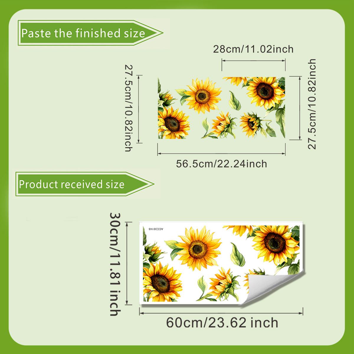 

Декоративные наклейки на окно с подсолнухами, Стеклянный коллаж в деревенском стиле, Украшение для стен дома 30*60cm