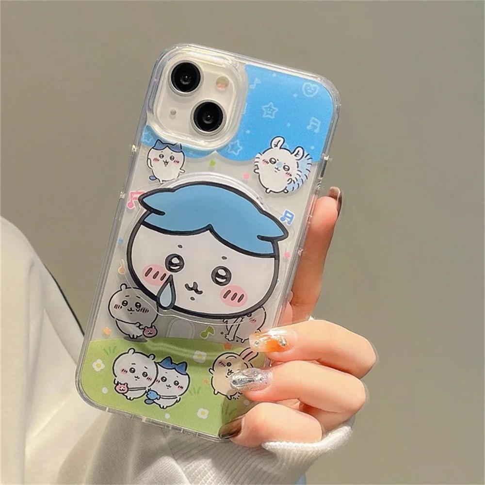 Korean Cute Fun Cartoon Chiikawa For Magsafe Magnetic Phone Griptok Stand For IPhone 17 Pro Max For Samsung Galaxy Foldable Holder Socket Bracket