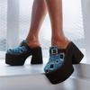Eilyken Spring Design Belt Buckle Chunky Platform Wedges Women Slippers Elegant Round Toe Square High Heels Mule Shoes