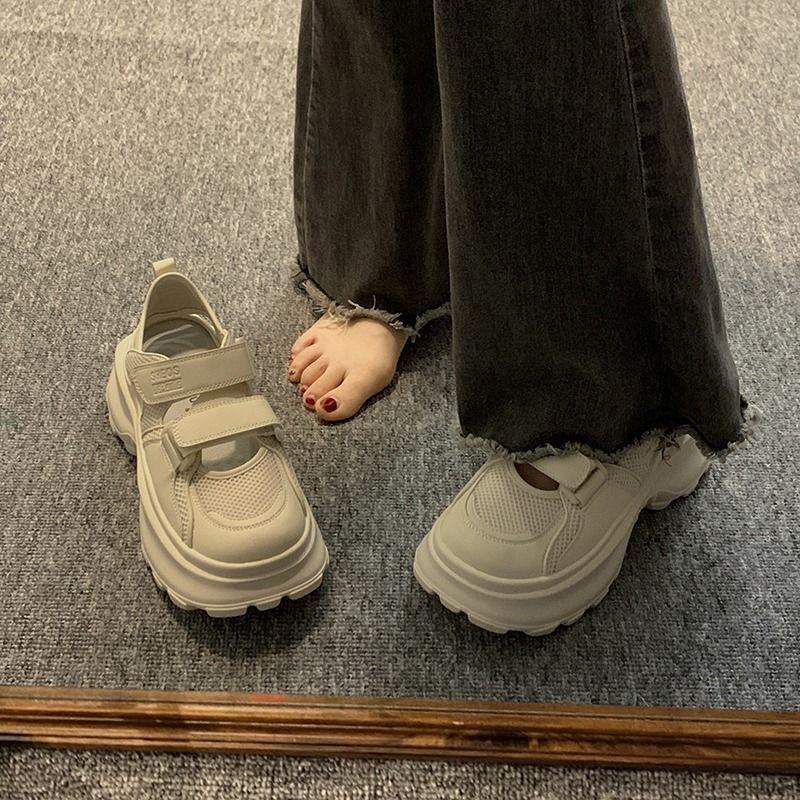 Weiche Ledersandalen dicke Sohle Sommer Neu Hohl atmungsaktives Netz Sport Freizeit Papa Schuhe