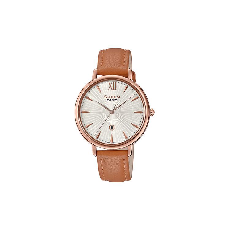 

CASIO Women s SHEEN 39.6mm White Watch SHE-4534PGL-7AUPR Rose Gold Watch Case
