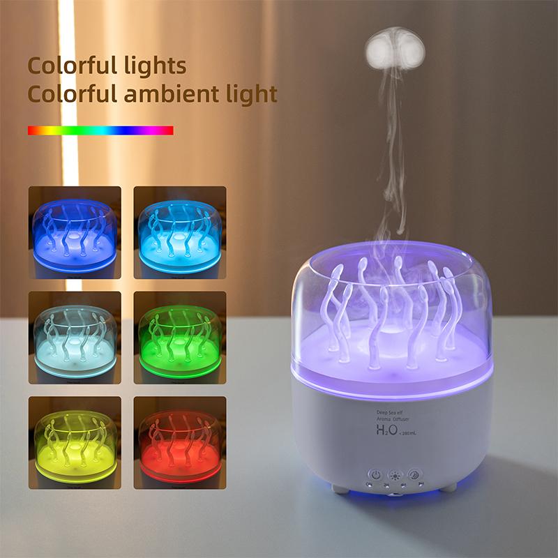 New V77 Multi Spray Mother Aromatherapy Machine Home Ultrasonic Atomization Humidification Colorful Flame Aromatherapy Machine.