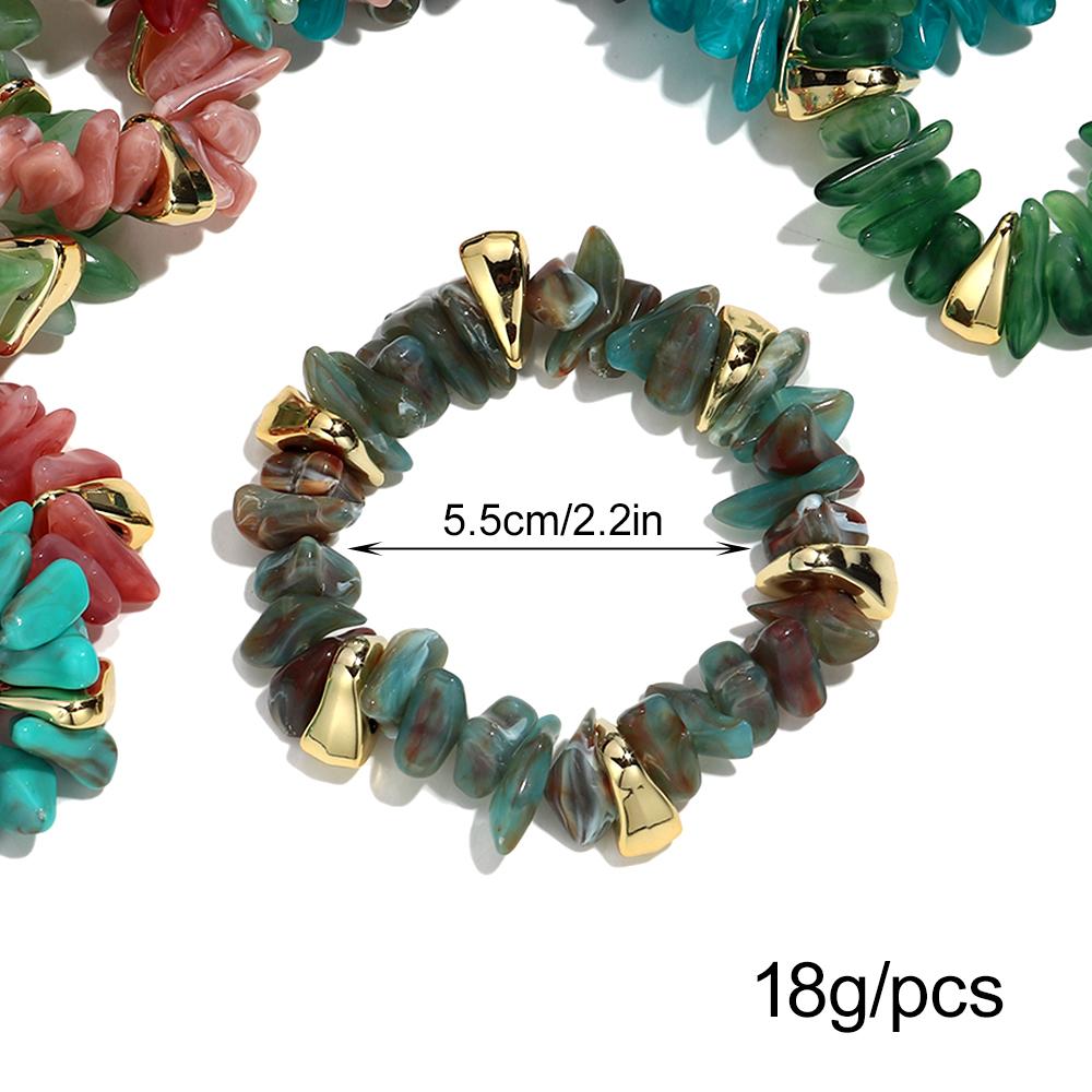 Acrylic Irregular Imitation Crushed Stone Beaded Bracelet for Women Boho Multicolored Strechy Bracelets Vacation Jewelry Gifts