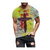 Men's Street Fashion Casual Cross Print Round Neck Short Sleeve