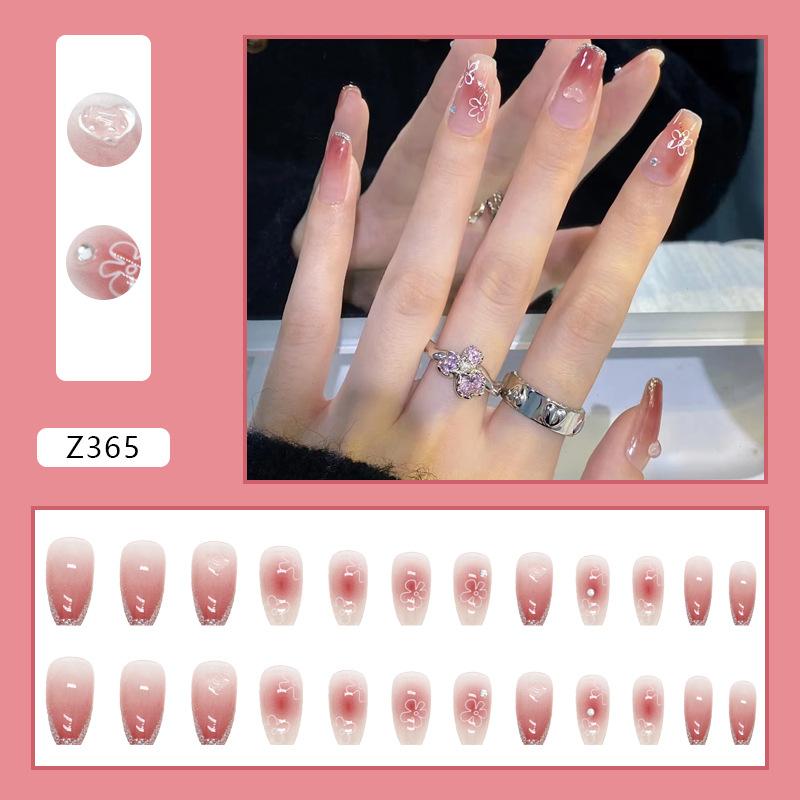 Drill Wearing Nail 24 Pack Combination Nail Art Finished Product Wearing Nail Sticker Three-Dimensional Relief Nail Art