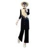Elegant European-African Plus Size Cardigan & Wide-Leg Pants Two-Piece Set