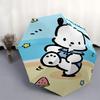 Beach Pochacco Cartoon Umbrella, Portable 3-Fold Compact Umbrella, Suitable for Camping, Hiking and Travel, Ideal Easter Birthday Gift for Family and