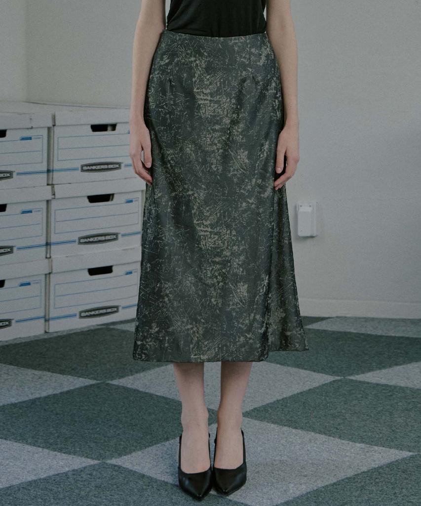 Mualeumoa Crack Silky Long Skirt -Charcoal