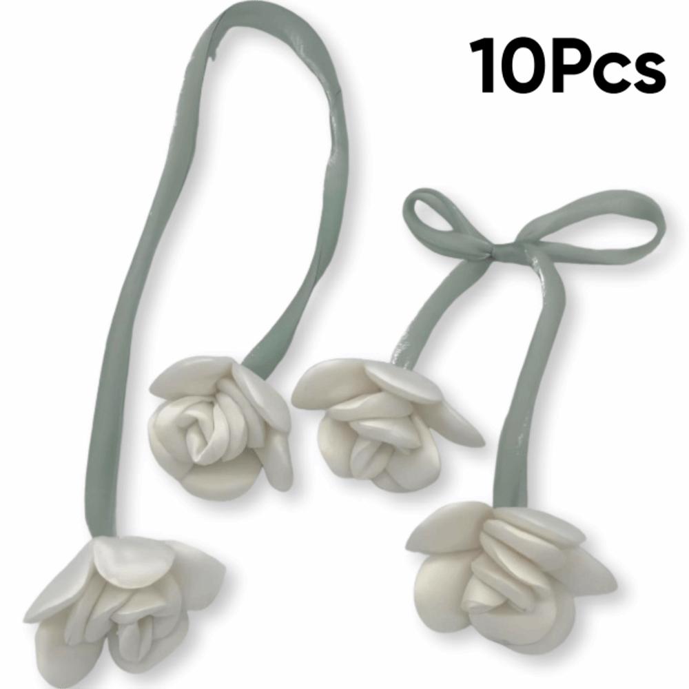 

10Pcs Handmade Double Head Rose Flowers DIY Craft Crochet Decoration 3D Flower Patches Artificial Rose Bow Flowers