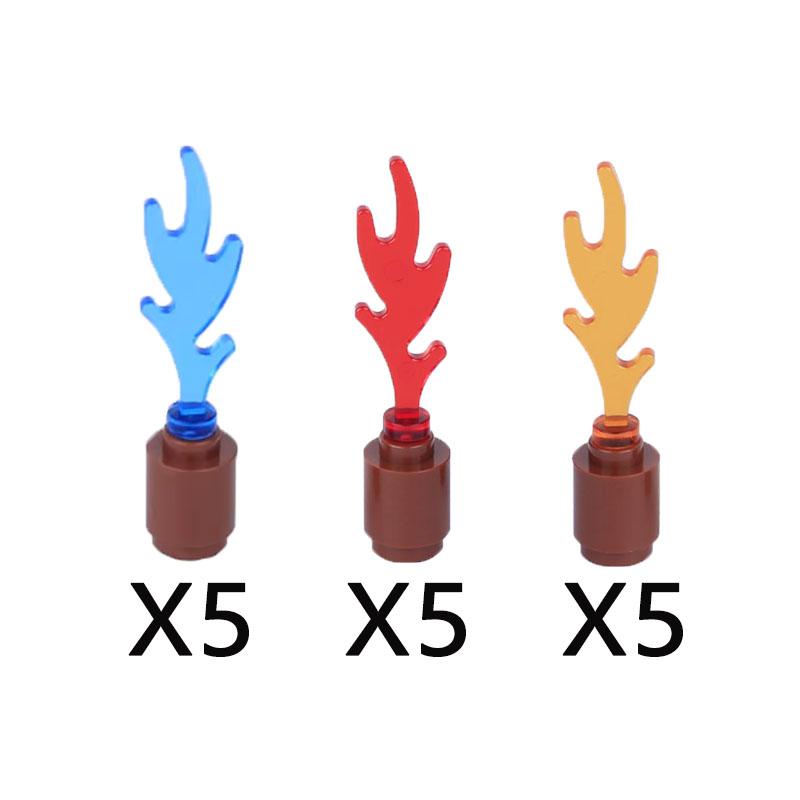 MOC Building Blocks Bonfire Flame Medieval Wine Bottle Accessories Set Candlestick Model Mini Brick Compatible Toy Gift DIY X019