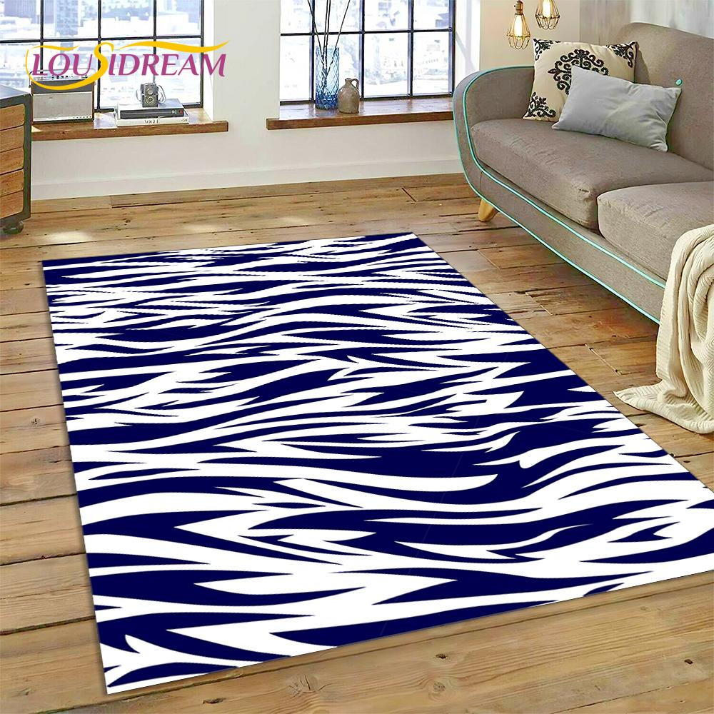 Colorful Zebra Stripe Leopard Tiger Print Pattern Rug Carpet for Living Room Bedroom Decor,Non-slip Decoration for Sofa Doormat