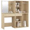 VidaXL Coiffeuse à LED avec 2 Armoires Table Cosmétique Coiffeuse de Maquillage Table à Bijoux Chambre à Coucher Chêne 3082029