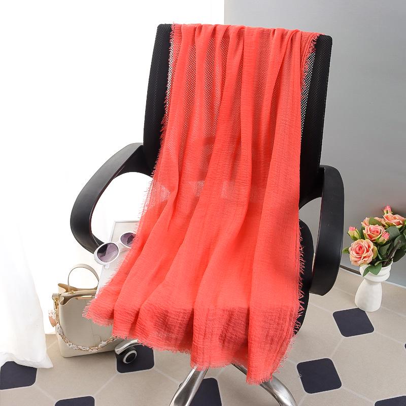 Sciarpa grande da donna in cotone e lino di colore puro: Foulard musulmano primaverile/estivo, telo mare, scialle con protezione solare