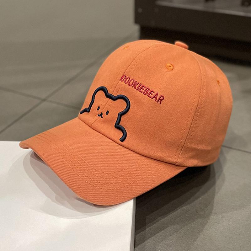 Bear-themed duckbill cap, Korean style fashion baseball hat for men, spring and autumn soft top trendy brand, winter outdoor casual sunshade