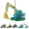 Faux Crystal Construction Truck Ornament Christmas Tree Colorful 2D Flat Acrylic Construction Vehicle Hanging Decoration Pendant