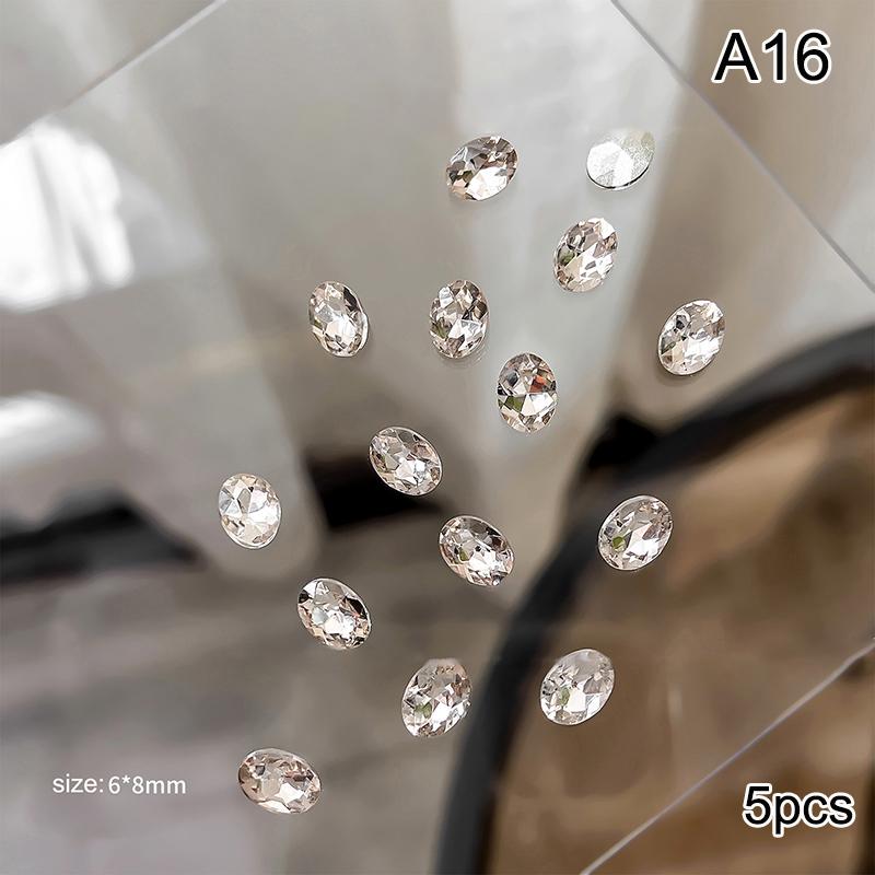 5Pcs Luxury Crystal Diamonds Pile Drills Nail Art Rhinestone 3D Diy Stacked Drill Jewelry Charms Manicure Decoration Accessorie