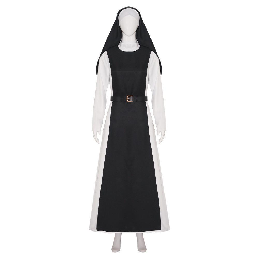 2024 New Flawless Nun Cosplay Costume For Halloween Role Play Virgin Mary Nun Outfit