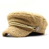 Lamb Wool Navy Hat Women'S Season Hat Thickened Warm Flat Top Cap Trendy Octagonal Hat