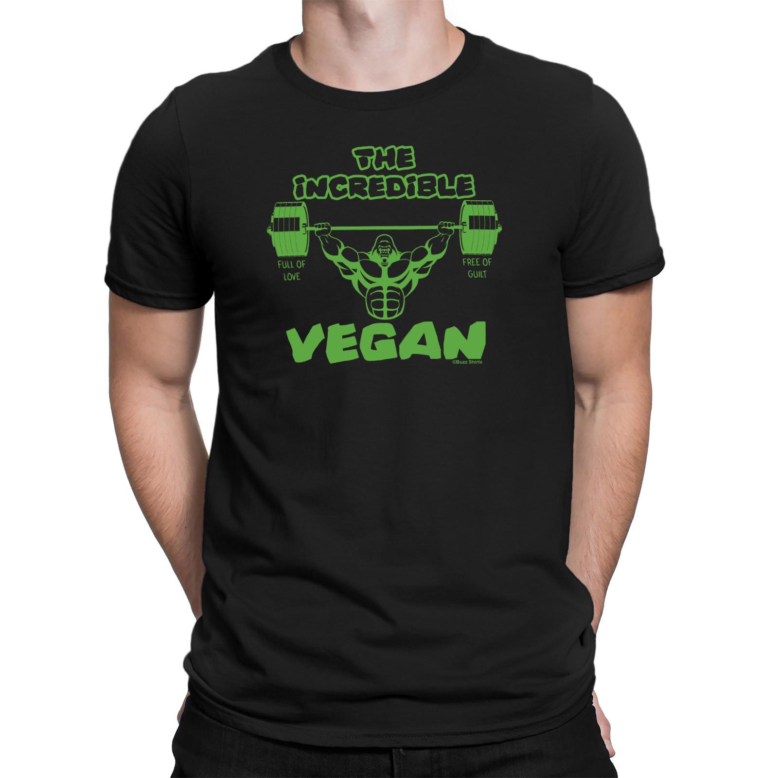 THE INCREDIBLE VEGAN Mens Funny TShirt Vegetarian Hipster Fashion Slogan S