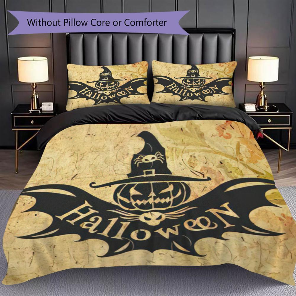 1PC Halloween theme pattern Bedding Quilt Set Quilt Cover Pillowcase Home Decoration Birthday Gift (1 * duvet cover + 2 * pillowcase, without core)