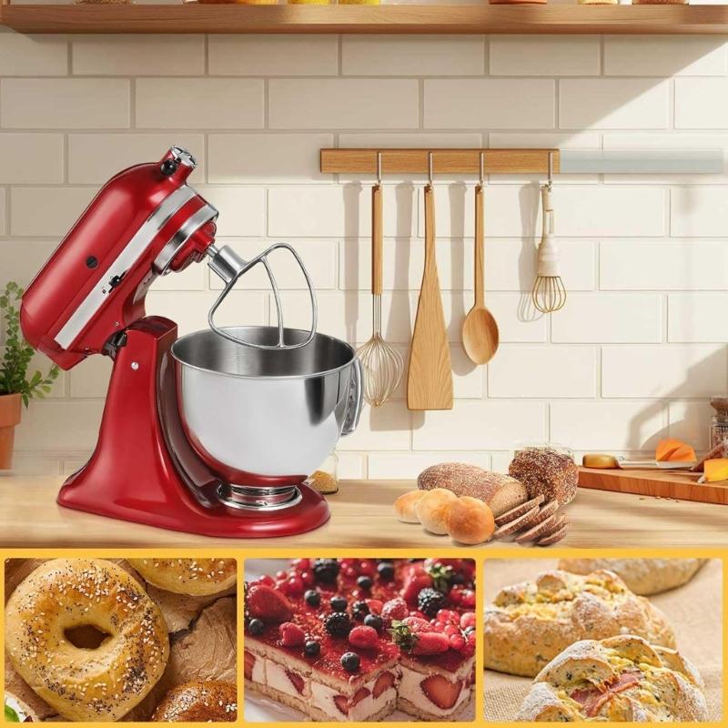 Heavy Duty Stainless Steel Flat Beater Replacement for 4.5-5QT Bowl Lift Stand Mixer Easy Attachment Accessories
