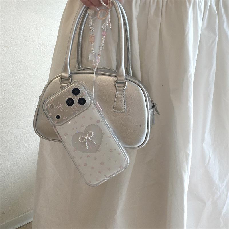Korean Style Heart Bow iPhone 17/16 Pro Max/15/14 Case