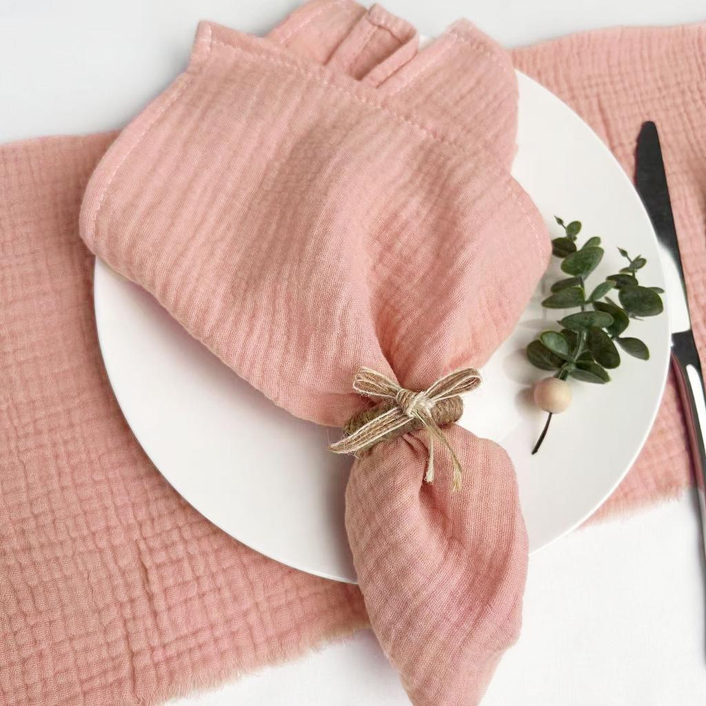 6Pcs 40x40cm Thick Gauze Cotton Napkins Reusable Tea Towel for Wedding Party Dinners Baby Shower Christmas Table Decoration