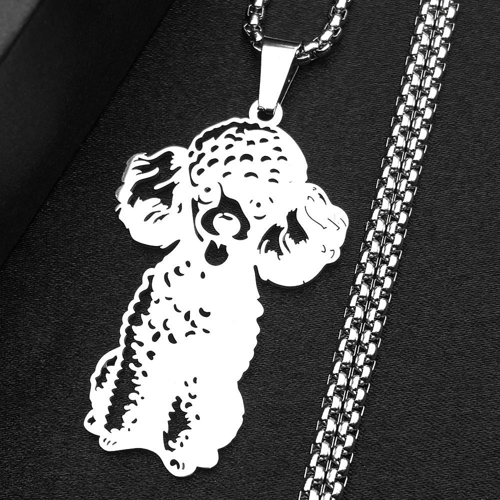 Teddy Poodle Dog Chain Women Men Stainless Steel Silver Color Lovely Puppy Animal Doggy Hiphop Clavicle Pendant Jewelry Decor