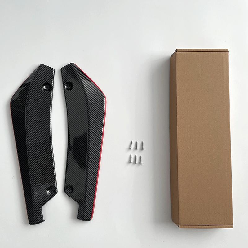 Car Rear Bumper Spoiler Diffuser  Protector Carbon Fiber Look + Red Universal