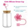 Begonia Flower Straw Cover Cap 10mm 0.4in Silicone Straw Tips Lids Reusable Dust-Proof Straw Topper for Stanley Cup Party Decor