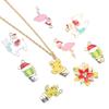 10pcs/Lot Alloy Christmas Enamel Charms Christmas Charms Pendants Flower Bird Cactus Pendants For DIY Jewelry Making Necklace