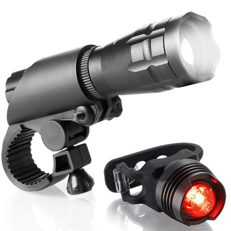 5W Mountain Bike Headlight Charging Zoom Glare Waterproof Flashlight Set Car Headlight + Taillight Handlebar&300lm чёрный