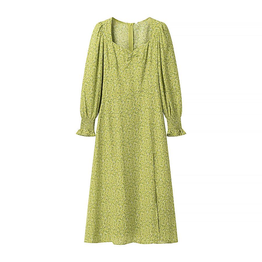 

Весна 2025 Женское Европейское и Американское Модное Платье с Принтом и Пышными Рукавами Large