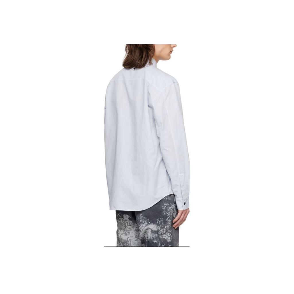 STONE ISLAND Solid Color Pointed Collar Button Long Sleeve Shirt Men Shirts Frost-Blue 801511701-V0041