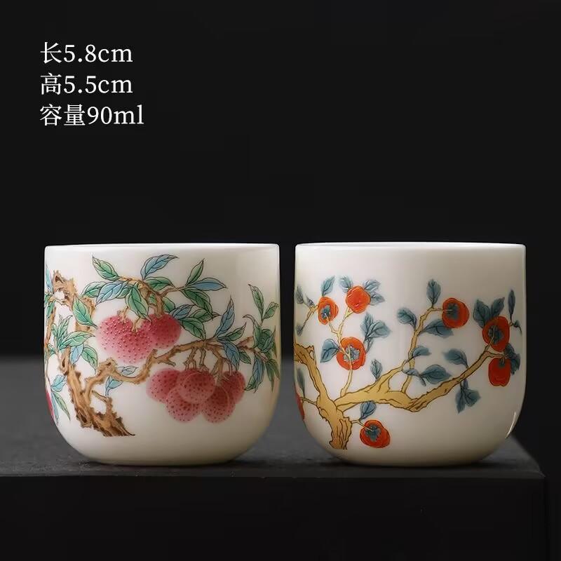 Suet Jade Teacup Ceramic Kung Fu Small Teacup Single Cup Master Cup Tea Set Tea Cup Set Tea Bowl Tea High White Porcelain