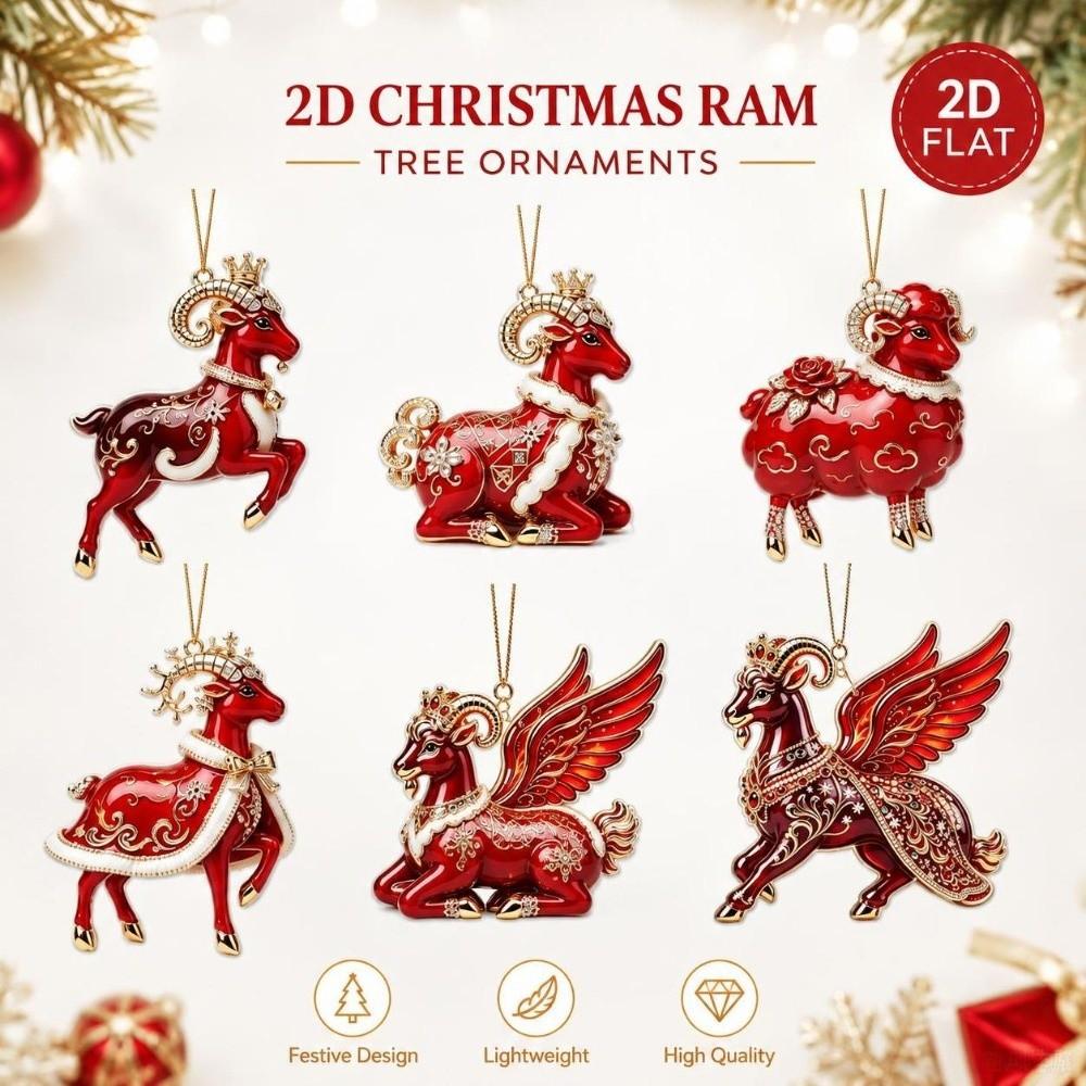 2D Christmas Sheep Ornament Hanging Christmas Decor Christmas Tree Ornament Holiday Party Display